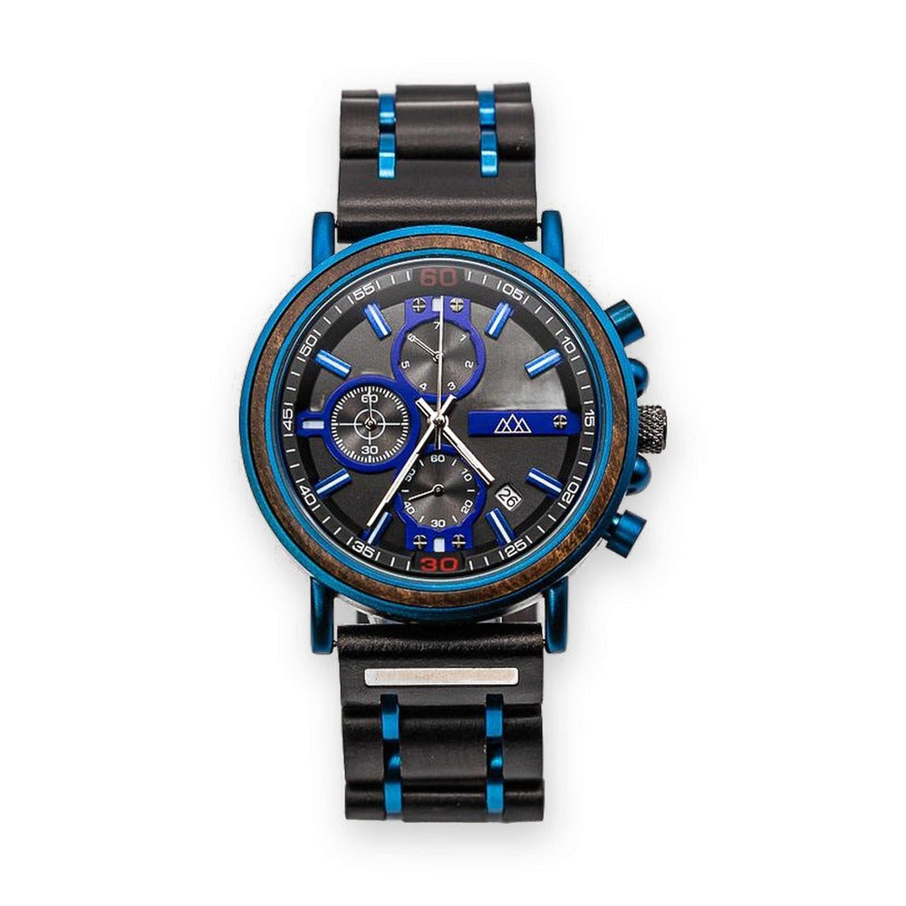 Montre en Bois Bleu - Griffed Blue