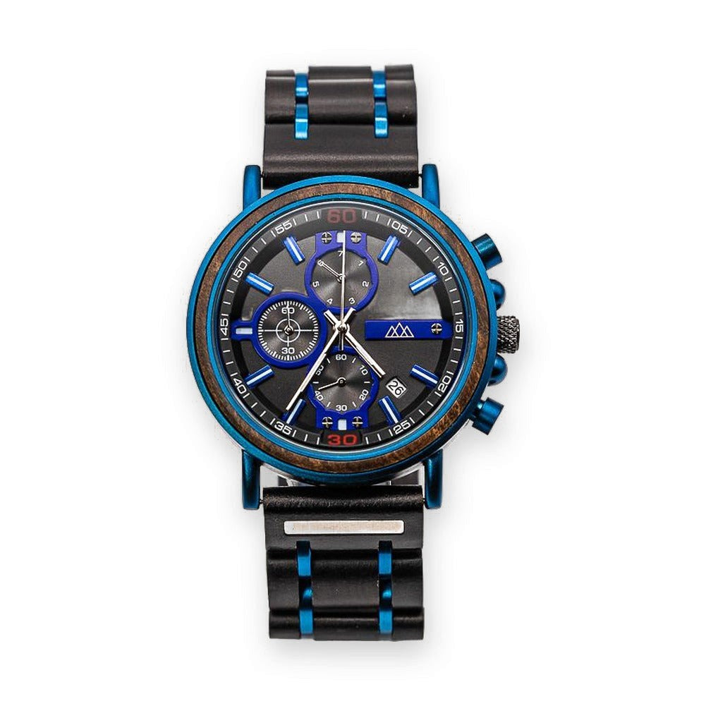 Montre en Bois Bleu - Griffed Blue