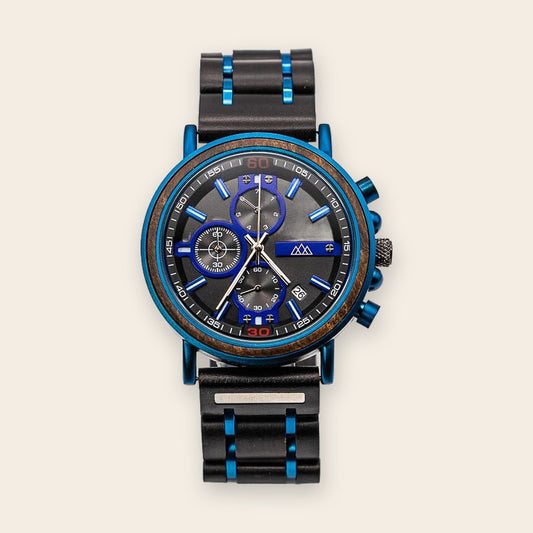 Montre en bois bleu Griffed Blue – The Wood Stock