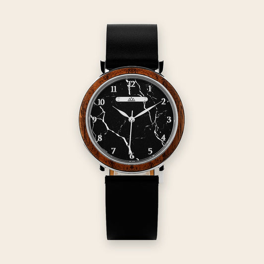Montre bois cadran marbre noir Astoria – The Wood Stock