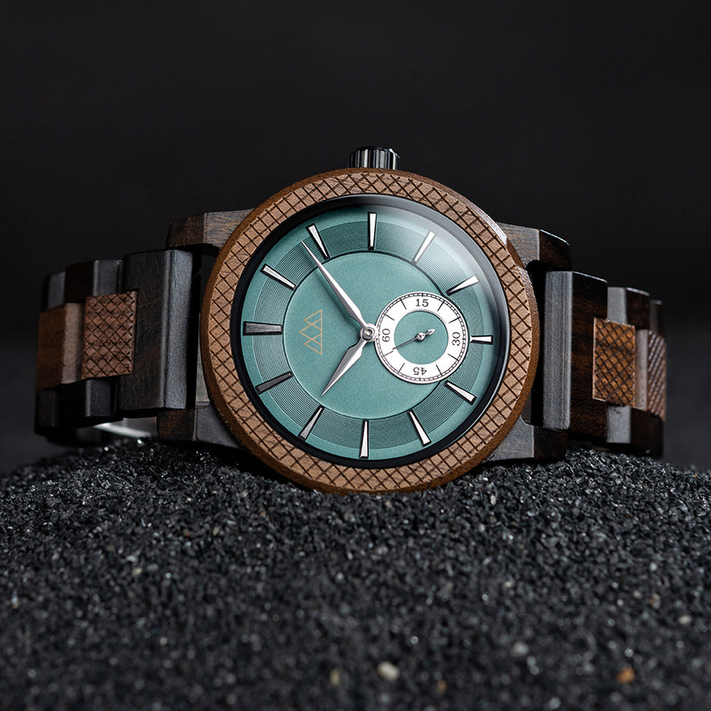 Montre bois cadran vert Teriol Green en situation, photo 2