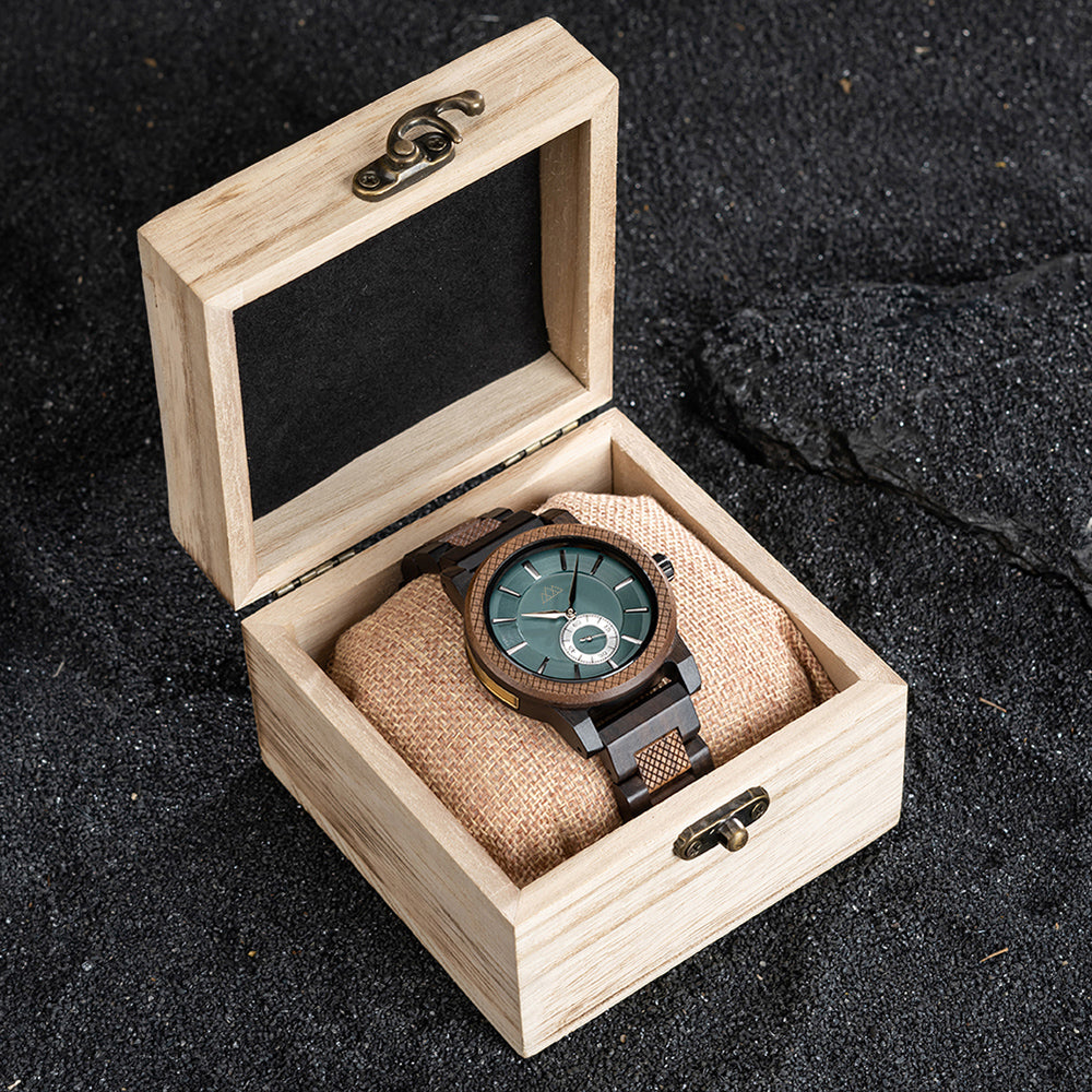 Montre bois cadran vert Teriol Green en situation, photo 4