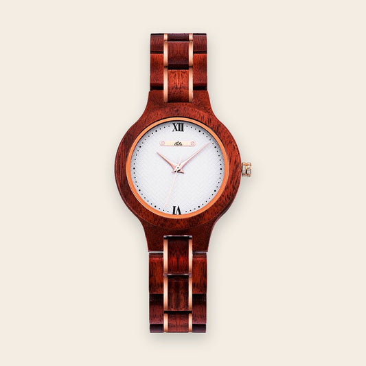 Montre en bois femme bordeaux Daily Acajou – The Wood Stock