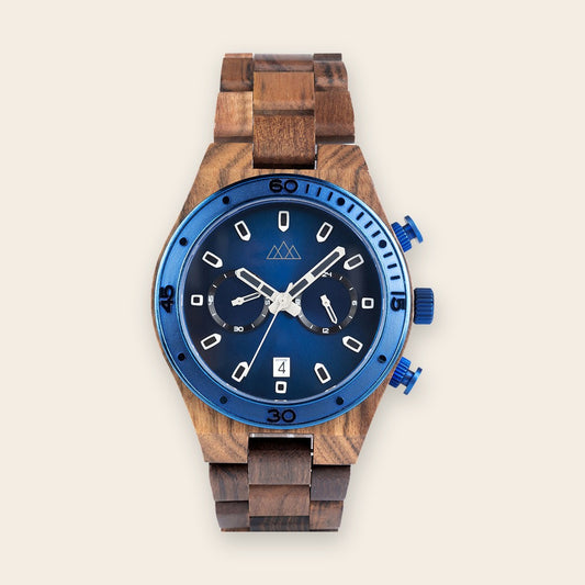Montre en bois pour homme bleue Roadster Blue – The Wood Stock