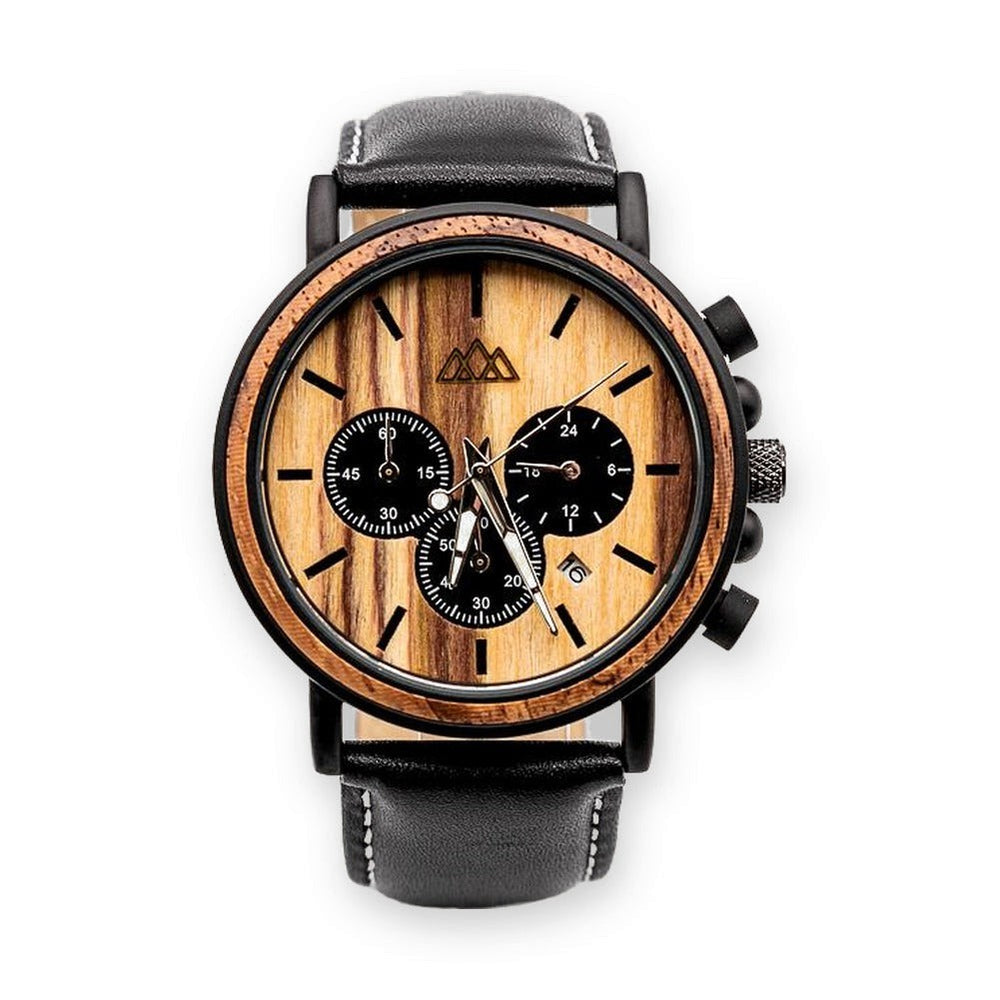 Montre en Bois Homme Bracelet Cuir - Zebra Marshal Cuir