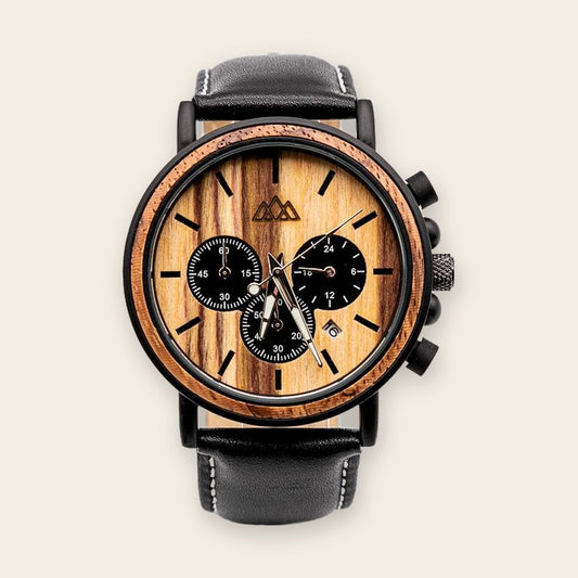 Montre en bois homme bracelet cuir Zebra Marshal Cuir – The Wood Stock