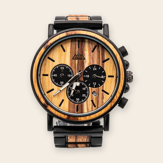 Montre en bois homme cadran noir Zebra Marshal – The Wood Stock