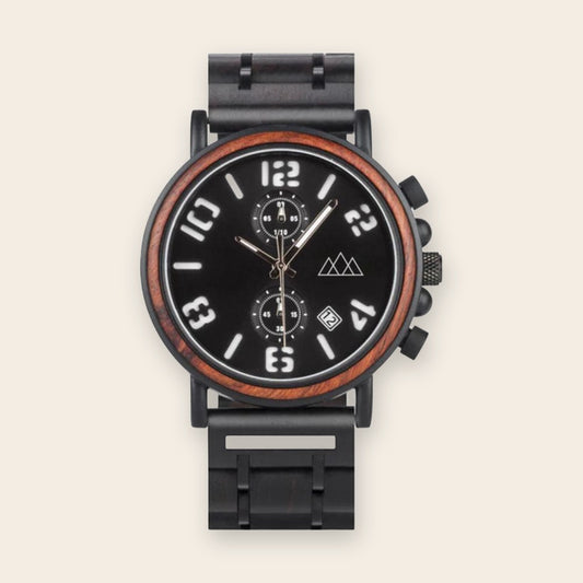 Montre en bois homme chic cadran noir Heritage Noir – The Wood Stock