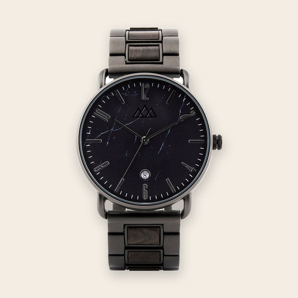 Montre en bois homme marbre Targone Noir – The Wood Stock