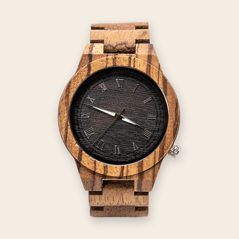 Montre en bois homme à quartz Roma Zebra – The Wood Stock