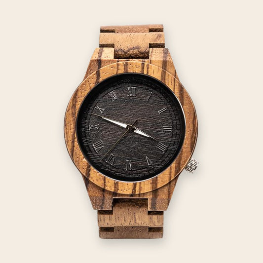 Montre en bois homme à quartz Roma Zebra – The Wood Stock