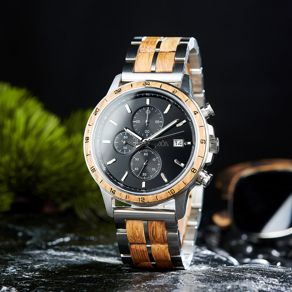 Montre en bois d'olivier homme Artio en situation, photo 3
