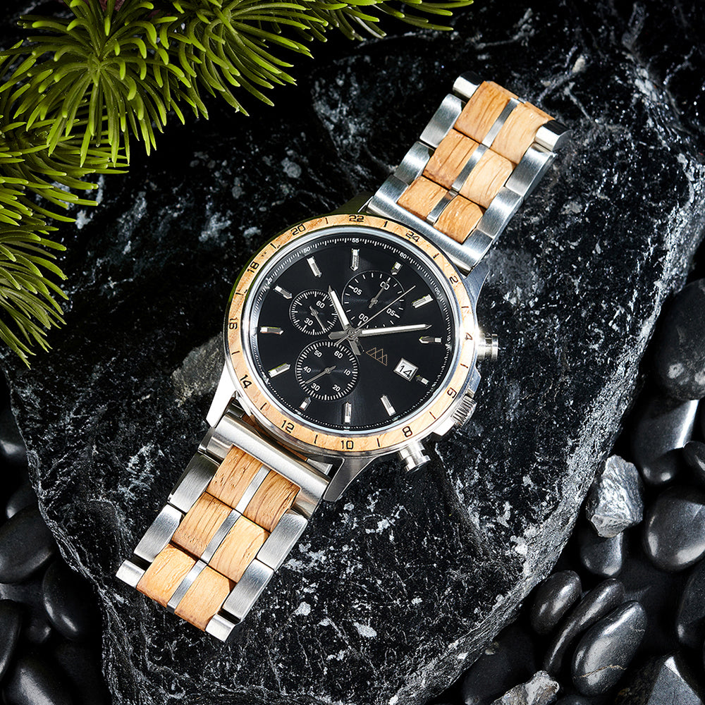 Montre en bois d'olivier homme Artio en situation, photo 4