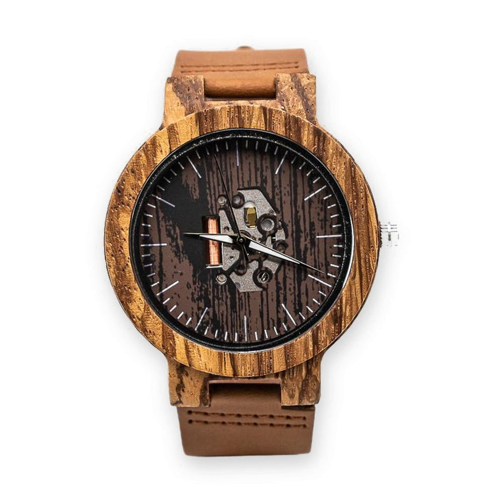 Montre Bois Squelette - Dark Engraved