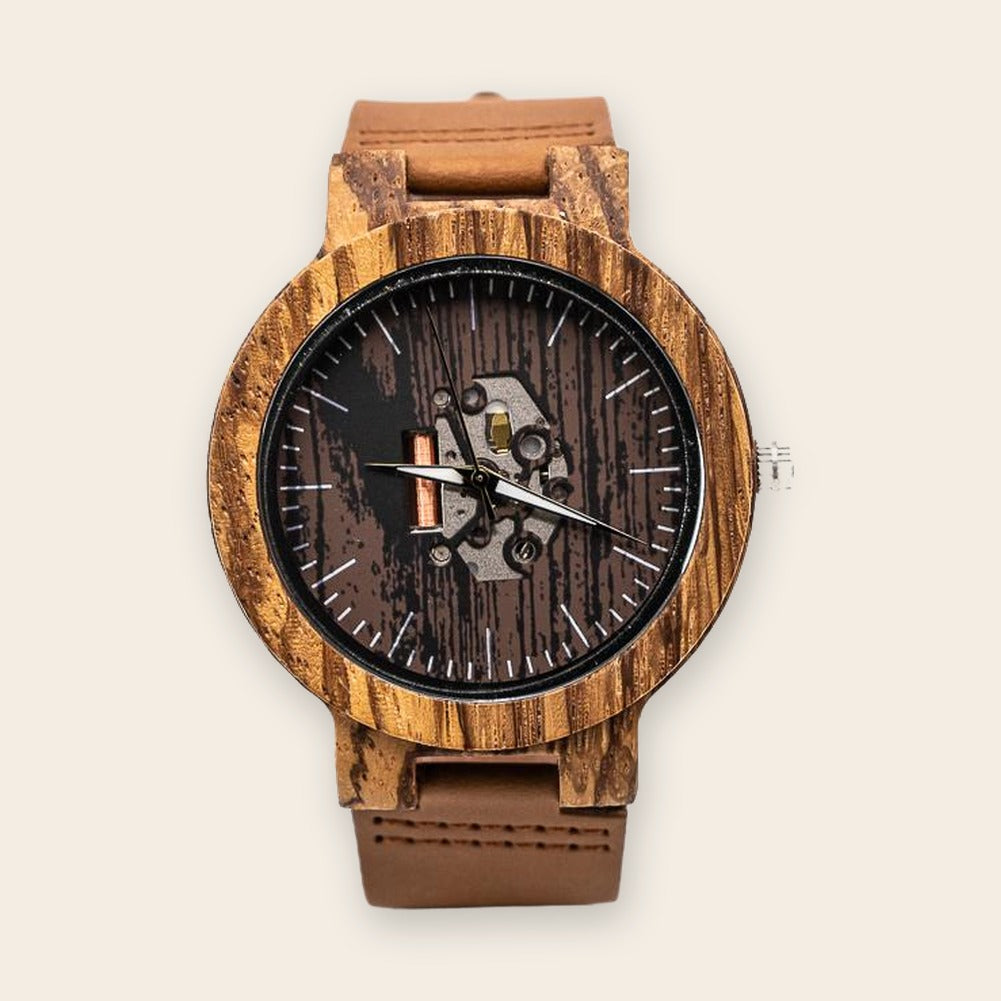 Montre bois squelette Dark Engraved – The Wood Stock