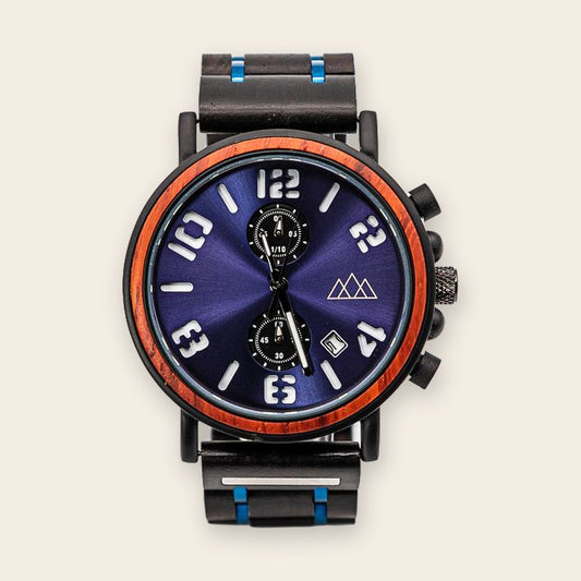 Montre bracelet en bois homme Heritage Bleu – The Wood Stock
