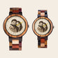 Montre en bois à cadran personnalisable, modèles homme et femme assortis