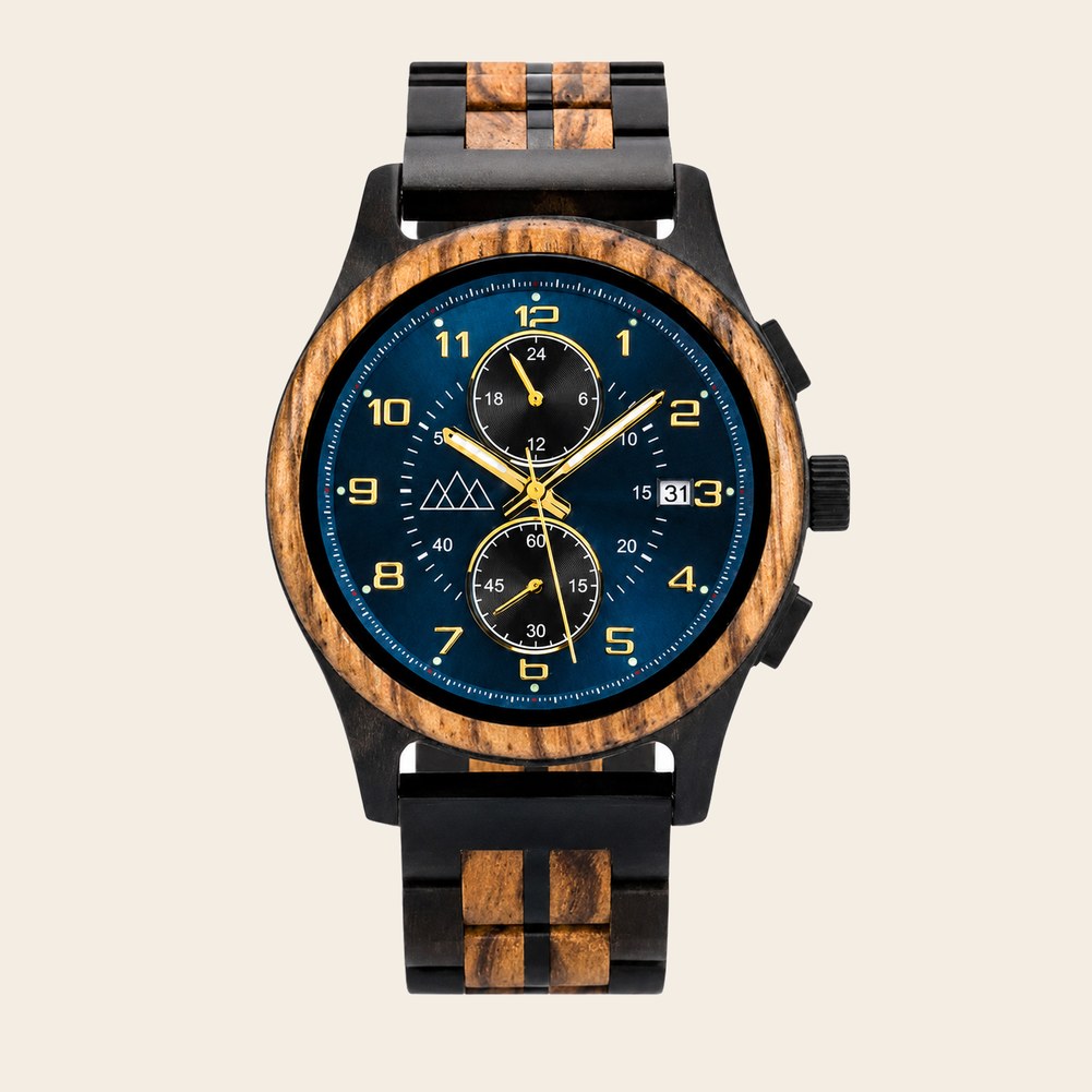 Montre en Bois Homme Gros Cadran - Zebra Abyss