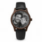 Montre en bois avec photo en noir et blanc sur le cadran, variante N&B