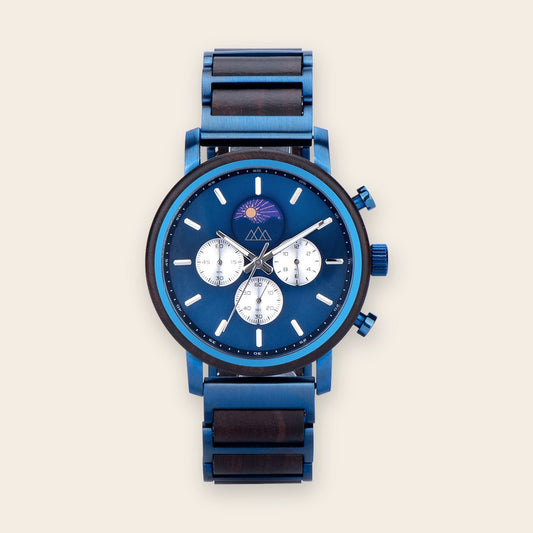 Montre homme en bois bleue Uluna – The Wood Stock