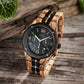 Montre homme bois cadran noir chronographe Puliar en situation, photo 3
