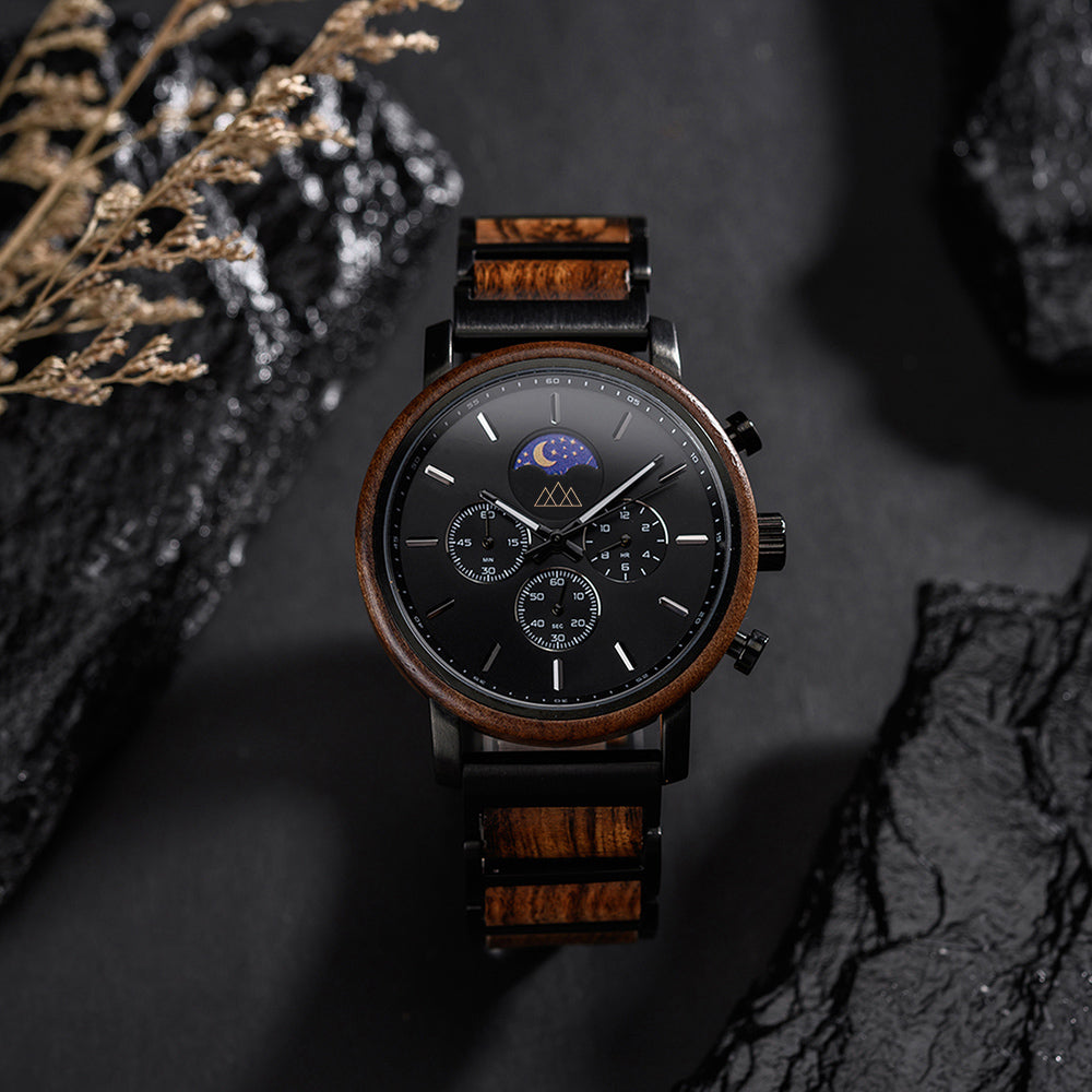 Montre homme en bois Uluna Brown en situation, photo 3
