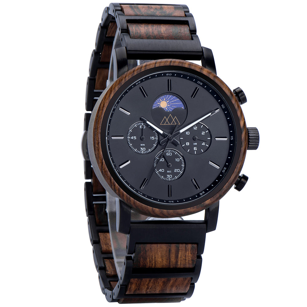 Montre homme en bois Uluna Brown, vue 2 sur fond blanc