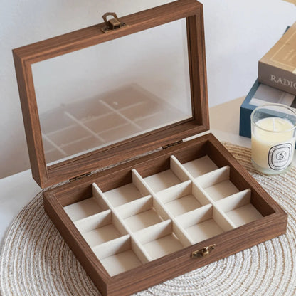 Petite Boîte à Bijoux en Bois et Velours 12 Cases - Altis