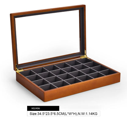 Grande Boîte à Bijoux en Bois Gris 24 Compartiments - Noria