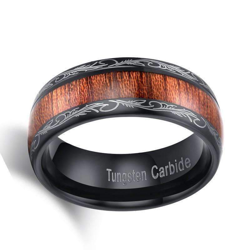 Bague en bois Celtique, vue 2 sur fond blanc