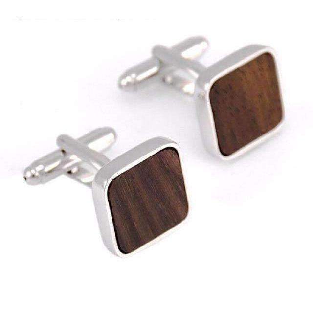 Boutons Manchettes Bois Carrés