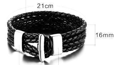 Black leather Bracelet Aspect Cuir - Tressé