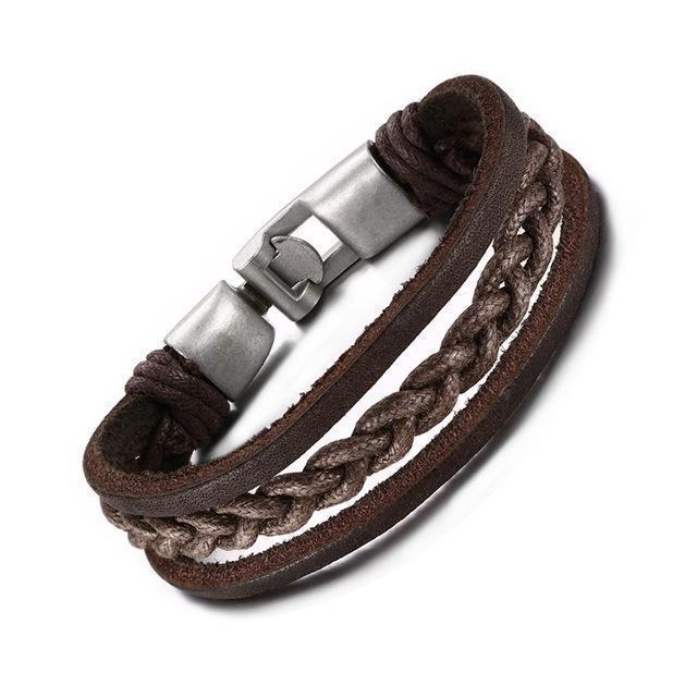 Bracelet cuir Trio, vue 3 sur fond blanc