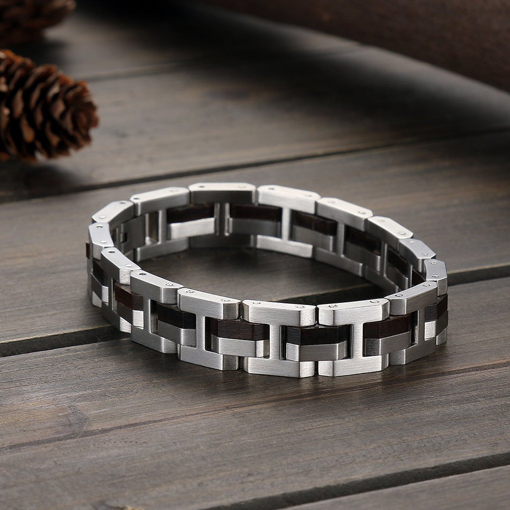 Bracelet homme bois Steel Black en situation, photo 2