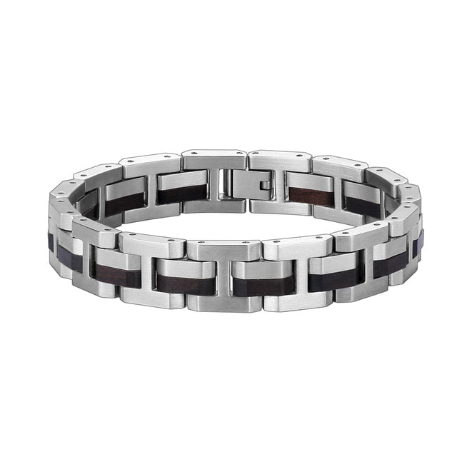 Bracelet homme bois Steel Black, vue 3 sur fond blanc