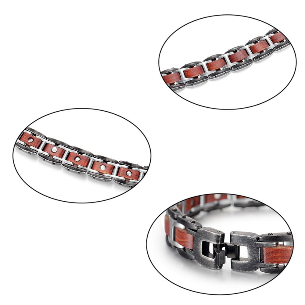 Bracelet magnétique bois Griffed Acajou, vue 2 sur fond blanc