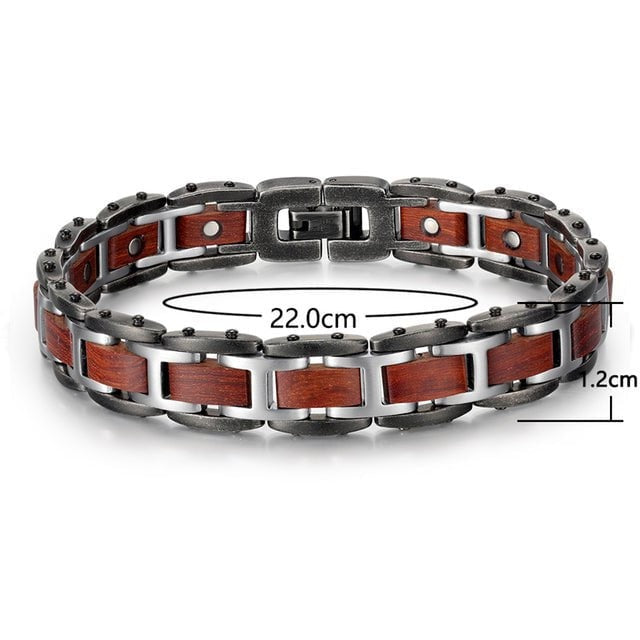 Bracelet magnétique bois Griffed Acajou, vue 3 sur fond blanc