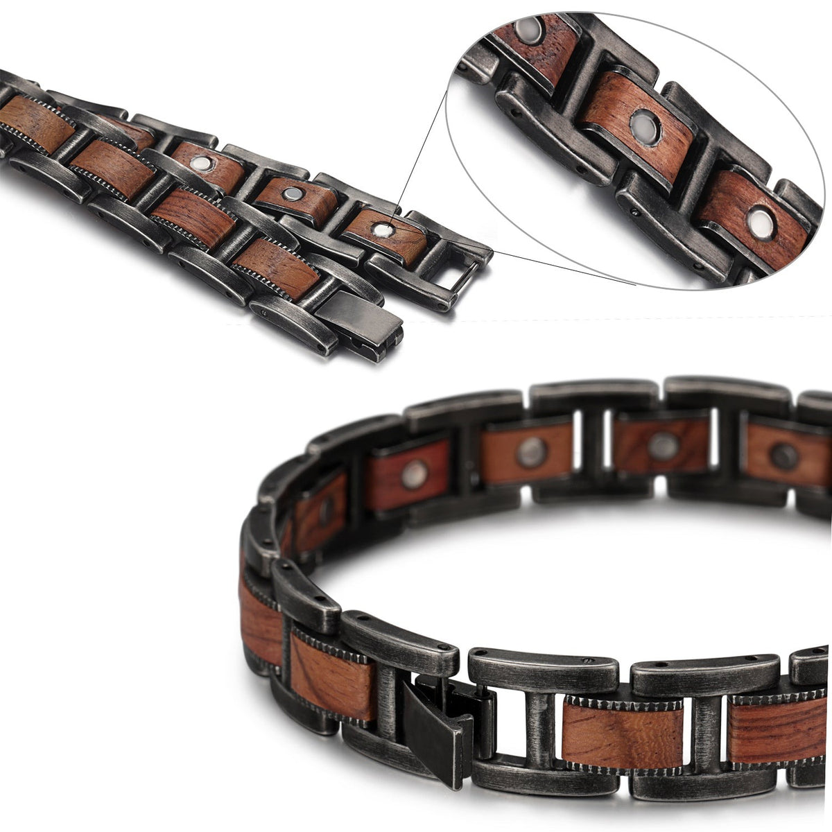 Bracelet magnétique bois Marshal en situation