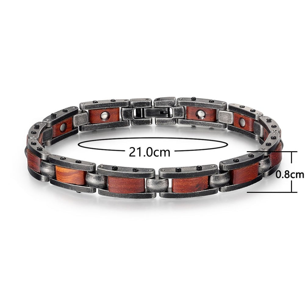 Bracelet magnétique bois Slim Acajou, vue 4 sur fond blanc