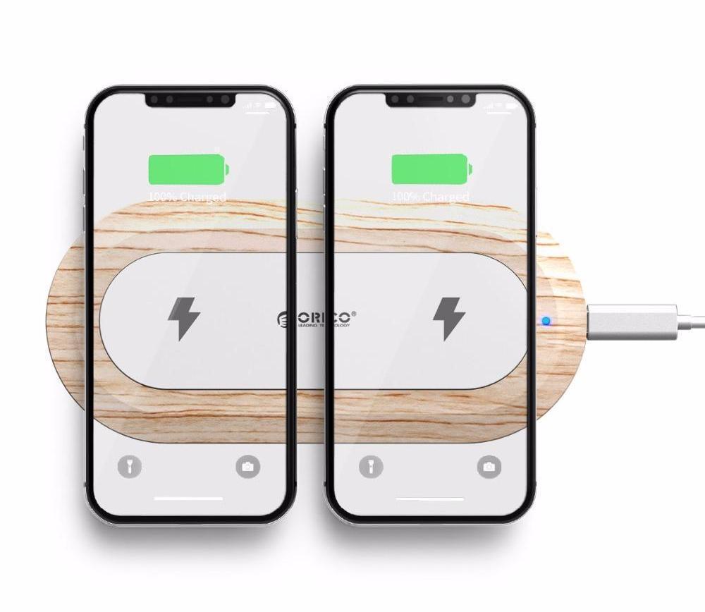 WOC2-WD Chargeur sans fil Bois - Double