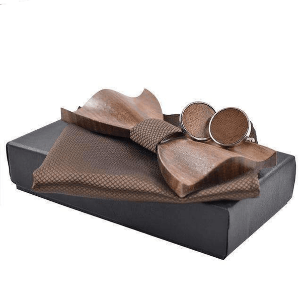 Coffret Noeud Papillon Bois - Kaga Marron