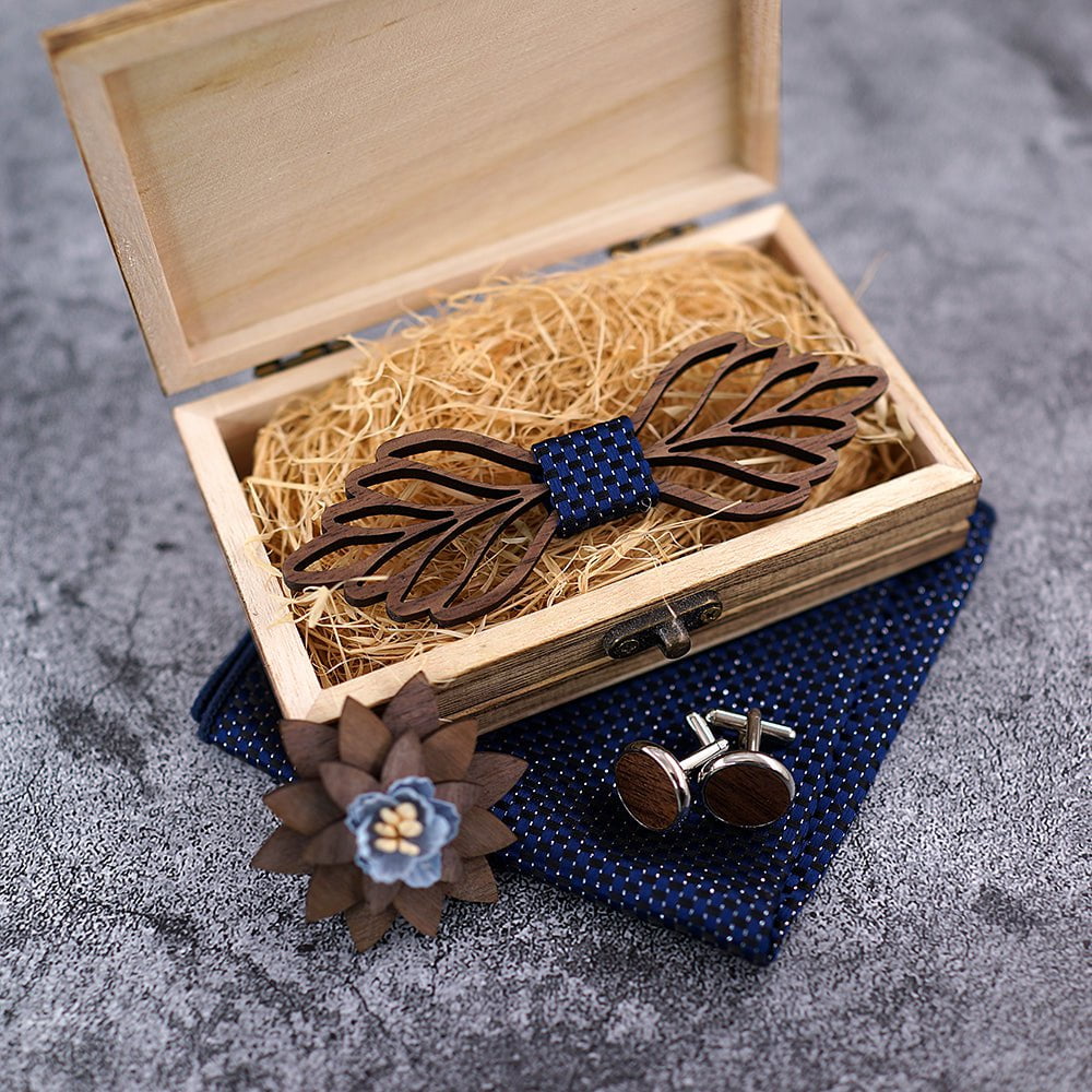 Coffret noeud papillon bois mariage Butterfly en situation