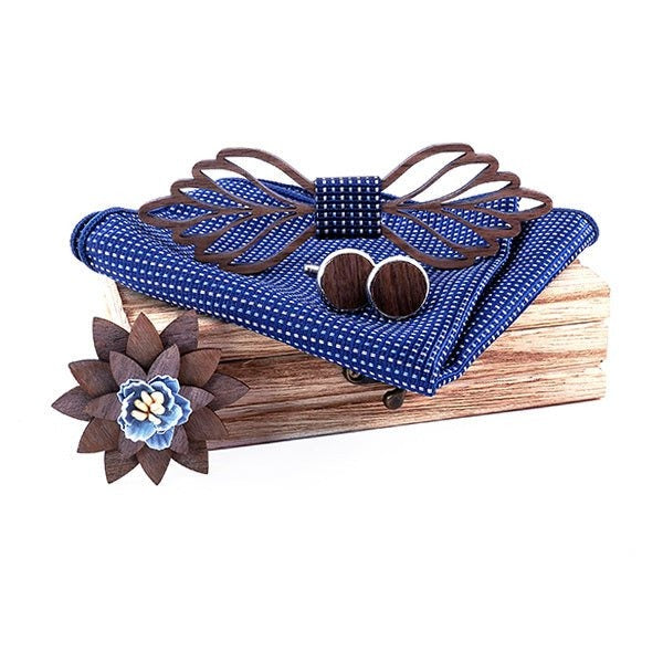 Coffret noeud papillon bois mariage Butterfly, vue 2 sur fond blanc