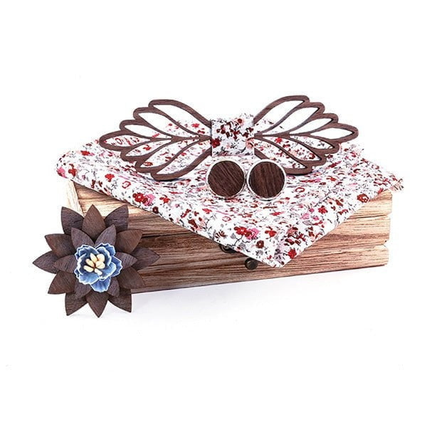 Coffret noeud papillon bois mariage Butterfly, vue 5 sur fond blanc