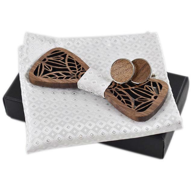 Coffret noeud papillon bois mariage Corn, vue 5 sur fond blanc