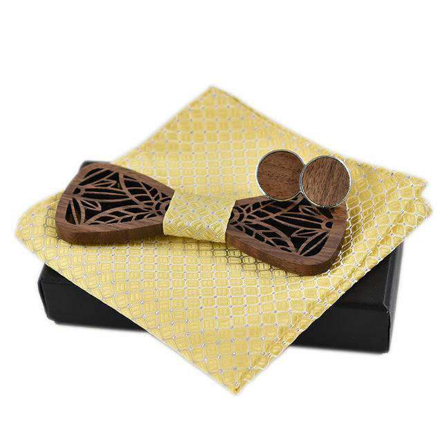 Coffret noeud papillon bois mariage Corn, vue 7 sur fond blanc