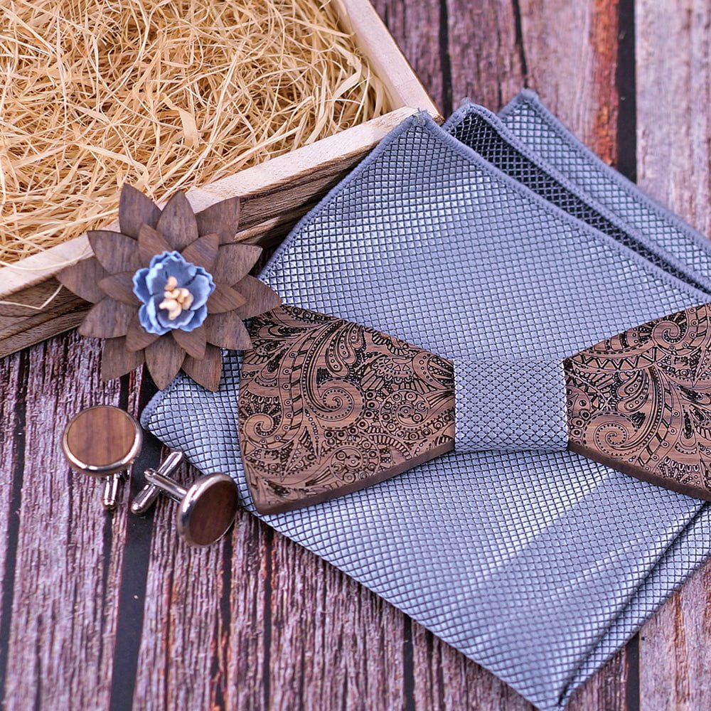 Coffret noeud papillon bois mariage Elegant en situation