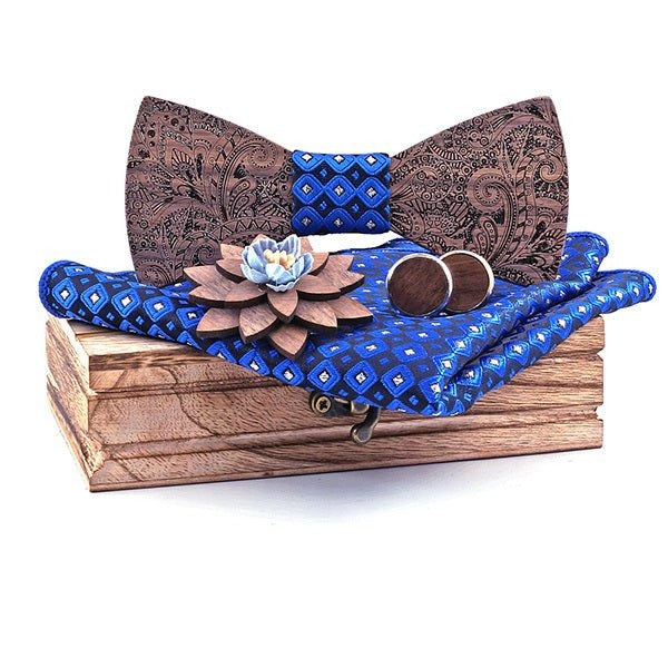 Coffret noeud papillon bois mariage Elegant, vue 4 sur fond blanc