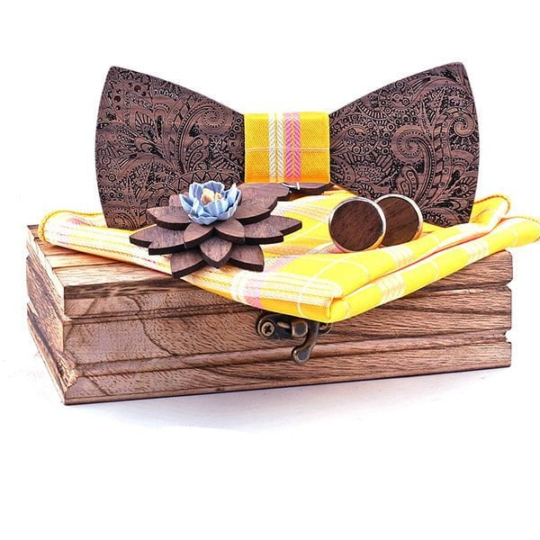 Coffret noeud papillon bois mariage Elegant, vue 5 sur fond blanc