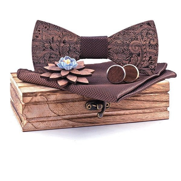 Coffret noeud papillon bois mariage Elegant, vue 6 sur fond blanc
